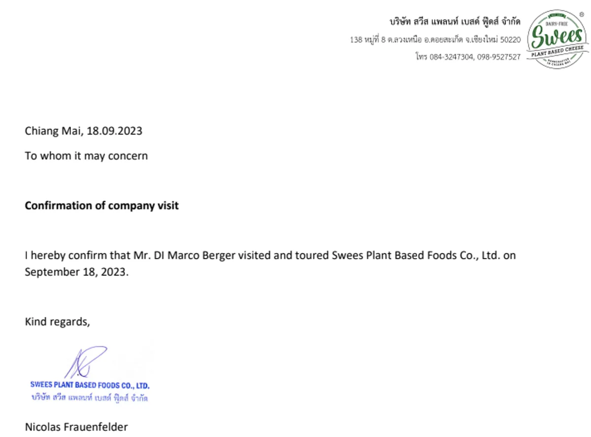Company Visit - Swees Plant Based Foods Co., Ltd.